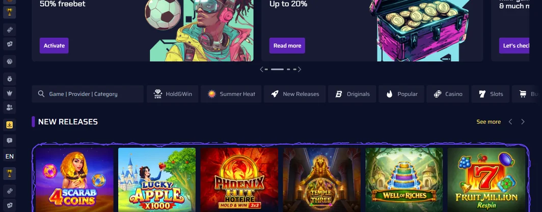 Bekijk nieuwe spellen lobby